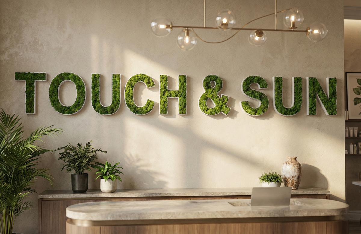 Litere volumetrice cu mușchi decorativ – trend modern în design interior în 2026